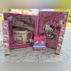 NWT Hello Kitty Bundle LOT 3 Piece Mug Set and Notebook Pens Lip Balm Gift Set